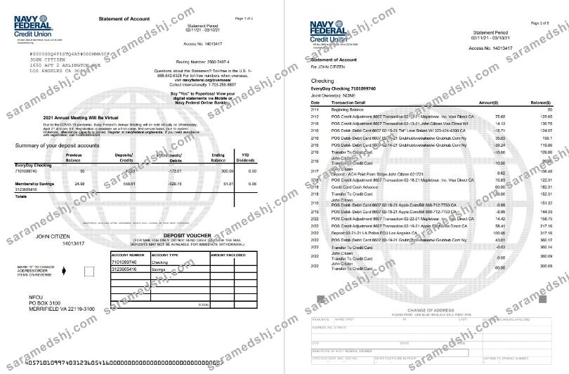 USA Navy Federal 5 pages excel pdf